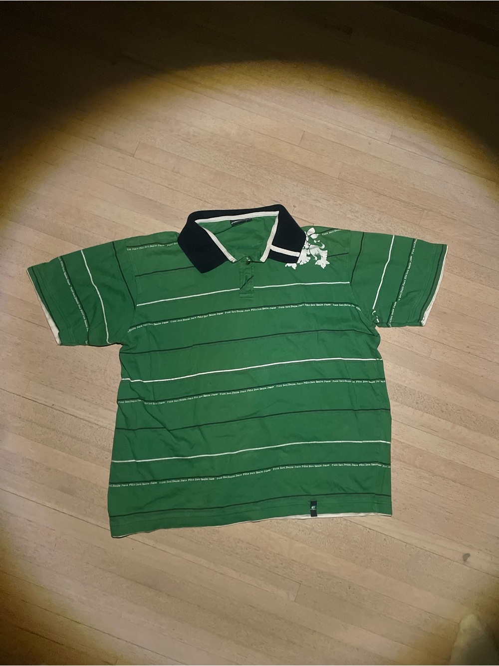 Green Striped Point zero polo Classic Casual Top